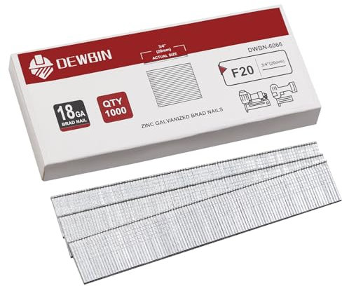 DEWBIN 18 Gauge Brad Nails, 1000 Counts 3/4-inch 18 GA Brad Nails, Galvanized Nails for Nail Gun, Finishing Nail Gun Nails for Pneumatic, Electric Brad Nailer Gun