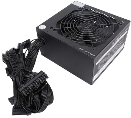 ATX Alimentation 500W, Alimentation Modulaire avec Un Ventilateur de Réglage de Vitesse Automatique, 12v PC Alimentation Pouteau de Support Double Core Plateforme Passive