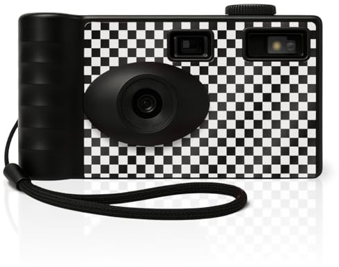 LENSY Fotocamera digitale senza schermo, quattro filtri integrati, ricaricabile, 8 MP, leggera, senza messa a fuoco, flash automatico, facile da usare, riutilizzabile, foto in stile retrò (motivo a