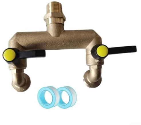 Jotekonoby Splitter per tubo da giardino a 2 vie, connettore valvola dell'acqua in ottone resistente, con doppia filettatura maschio, per sistema di irrigazione del rubinetto e irrigatore per prato (1