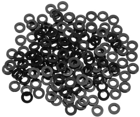 QUARKZMAN 155 Stück Kunststoff Unterlegscheiben M5x8x1mm, Runde Unterlegscheiben Flach Dichtscheiben aus Nylon Beilagscheiben Set für Schrauben Bolzen Mutter Gewindestange Griffe, Schwarz