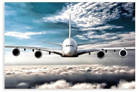 AYTREDF Airliner Airbus A380 Poster, dekoratives Gemälde, Leinwand, Wandkunst, Wohnzimmer, Poster, Schlafzimmer, Dekoration, Landschaft, Büro, Raumdekoration, Geschenk, 30 x 45 cm