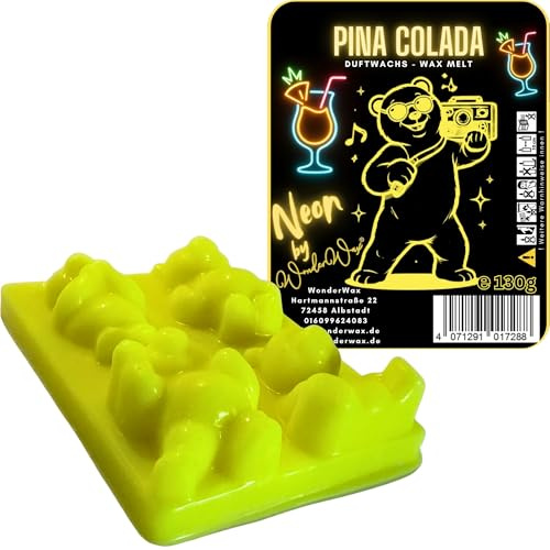 WonderWax Neon Duftriegel 6 x Duftwachs Bären Wachsmelt Duftwachs Raumduft für Duftlampen Soja Wachs Melts Duftmelt Aroma Wellnes Kerzen Wärmer Wax Tarts Pina Colada