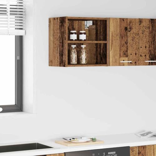 Pindolar Hängeschrank Altholz aus Holzwerkstoff 40 x 29,5 x 40 cm mit viel Stauraum, Aufbewahrung für Küche, Esszimmer, Speisekammer, praktische Ablage für Mikrowelle und Kaffeemaschine