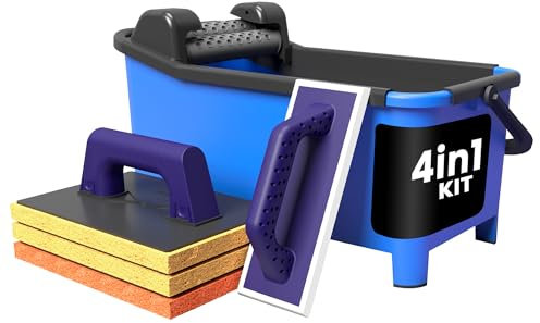Peygran - Kit de limpieza: Cubo de 20 litros equipado con un sistema de rodillos que garantiza un drenaje máximo y más eficiente. Incluye talocha de rejuntado y talocha con tres esponjas diferentes.
