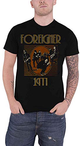 Foreigner T Shirt Est 1977 Band Logo Nue offiziell Herren Schwarz XXL