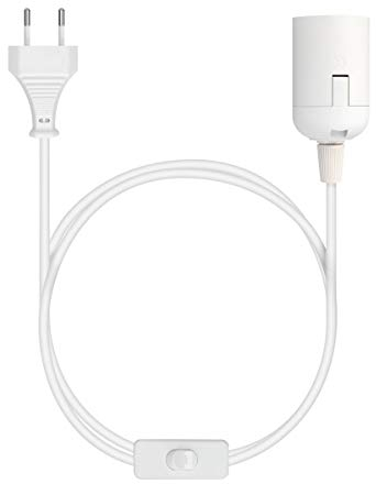 kwmobile Portalámpara E27 con interruptor - Cable de red con interruptor y enchufe - Adaptador de lámpara de 3.5M - Base para bombilla en blanco