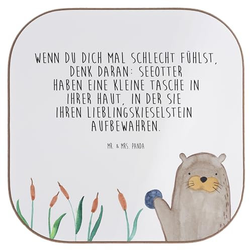 Mr. & Mrs. Panda Untersetzer für Gläser Otter Stein - Geschenk, Fun Facts, gläseruntersetzer, Getränkeuntersetzer, Seeotter, Pflanzen, Flaschenuntersetzer, Tischuntersetzer, Glas, Witzige Fakten