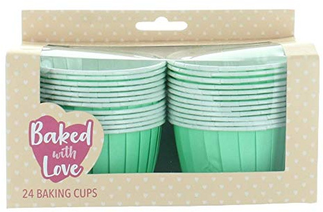 Baked With Love Aqua Baking Cups, Ultra Strong Giant Greaseproof Cupcake and Muffin Cases, Aqua Blue - 60mm, Pack of 24