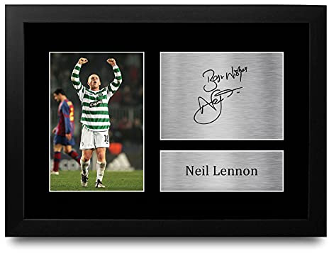 HWC Trading A4 FR Neil Lennon Celtic Plakette Wandbild Fußball-Foto für Fans und Unterstützer - A4 Eingerahmt