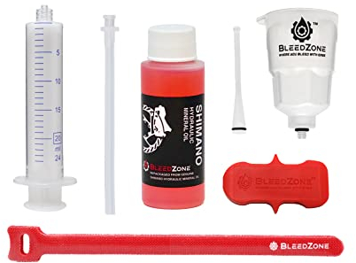 BleedZone Shimano-Bremsentlüftungsset mit 60ml Mineralöl –Hydraulisches Bremsen-Entlüftungsset für Shimano-Scheibenbremse, Fahrradbremsen-Entlüftungsset, MTB-Bremsentlüftungsset und Ölbremsenwartung