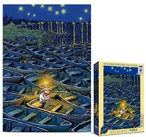 Antelope - 1000 Piece Puzzle for Adults, Van Gogh Jigsaw Puzzles 1000 Pieces by Artist Alireza Karimi Moghaddam, 29.5 x 20.5, Van Gogh Jigsaw Puzzle, (The Night Boats)