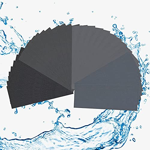 Profi-Schleifpapier-Set, 40 Blatt à 500, 1000, 1500, 2000 Körnung Handschleifpapier, Nass und Trocken, Autoschleifpapier, Holzmöbelschleifpapier Stein Lack Metall Glasschleifpapier (23 x 9 cm)