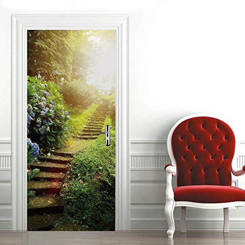 3d Türtapete Selbstklebend 77x200cm DIY Wandbild PVC Wasserdicht Pvc Türtattoos Türposter Türaufkleber Fototapete Türfolie Für Tür,Wohnzimmer,Schlafzimmer,Küche Toilette, Treppe