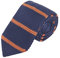 WANYING Herren 7cm / 2,75 Zoll Schmale Strickkrawatte Gestrickte Narrow Krawatte Retro Sporty Casual Büro Basic für Gentleman - Gestreift Dunkelblau Orangebraun