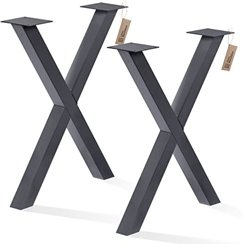 LAMO Manufaktur Tischbeine für Esstisch | Schreibtisch, Mark Massive | Vierkantprofil 80x80 mm, Tischgestell 60x72 cm (BxH), Grau | 2 Stück, LTS-03-J-CC-7016