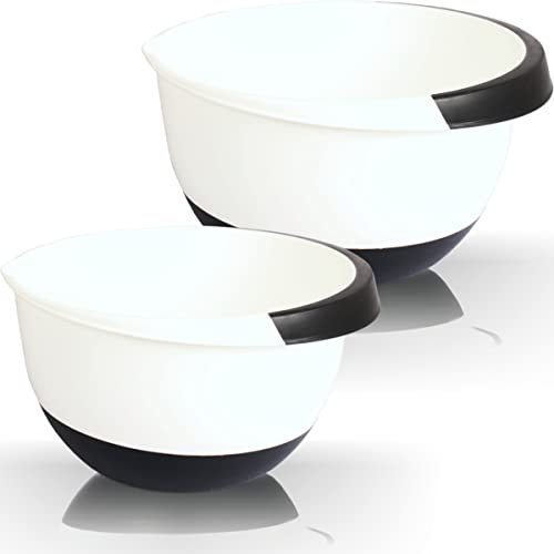 Stimo 2er SET Rührschüsseln 3,5L + 2,L mit Stoppboden antirutsch aus Kunststoff spülmaschinenfest Back - Schüssel (2L + 3,5L (2er))