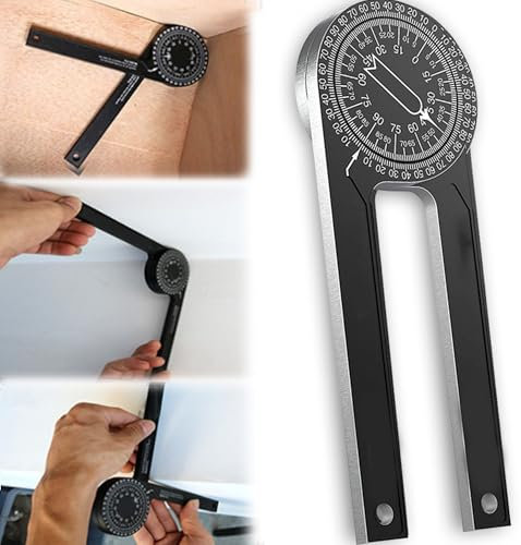 JIAMIAN Noir Outil De Mesure d'Angle à 360°, Rapporteur De Scie à Onglet, Jauge De Biseau Numérique, Avec Précision Pour Coin Intérieur Et Extérieur (360°)