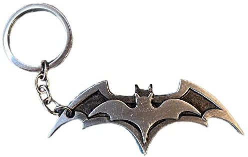 South Coast Jewellery Porte-clés en métal avec logo Batarang Batarang Batman pour sac, trousse, breloque, pendentif, fermeture éclair, Argent 1., 10cm