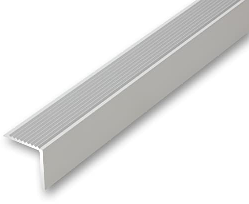 (12,86EUR/m) 30 x 30 x 1180 mm Treppenwinkel silberfarben selbstklebend stabil Treppenkantenprofil Treppenkante Rutschhemmend