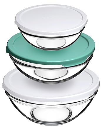 Pasabahce Set di 3 ciotole da insalata con coperchio