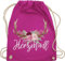 Turnbeutel Rucksack - Kompatibel mit Oktoberfest Tasche - Herzmadl - Unisize - Fuchsia - mitbringsel aus bayern trachtenrucksack bayrische madl beutel trachtentaschen bayrisch hirsch stoffrucksack