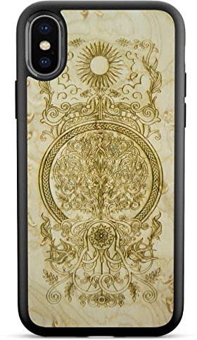 MMore - Coque de protection arbre de vie, en bois d'érable oiseau, compatible avec iPhone XR - Protection complète, durable, testée contre les chutes, design fin