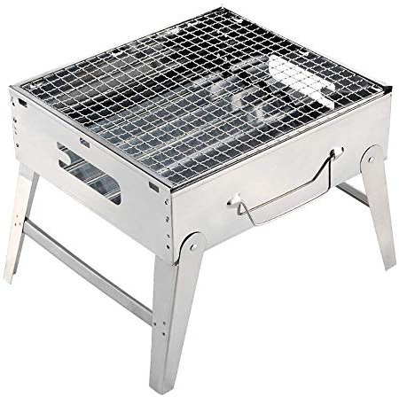 ADITAM KANBUN Holzkohlegrill Grill Tragbarer BBQ Edelstahl Klappgrill Campinggrill Tischgrill für Tragbares Camping Kochen Kleiner Grill Double The Comfort