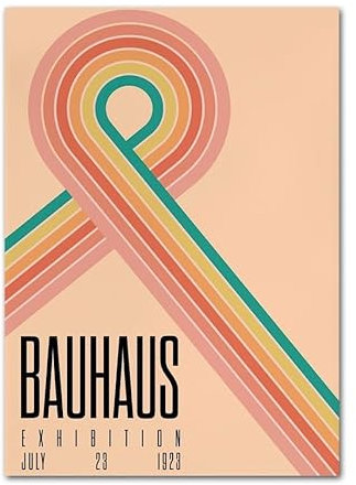 Bauhaus Expo geometrisches Design abstrakte Linienkunst Poster und Drucke Leinwand Wanddekoration Home Gemälde for Wohnzimmer Dekor (Color : B, Size : 40X50 cm Unframed)