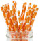 LMS Paper Straws 25pcs, Biodegradable Recyclable Drinking Straws for Wedding | Birthday Party Straws for Cocktail, Holiday, Coffee, Soda, Baby Shower Suppliers (Orange with White DOTS)