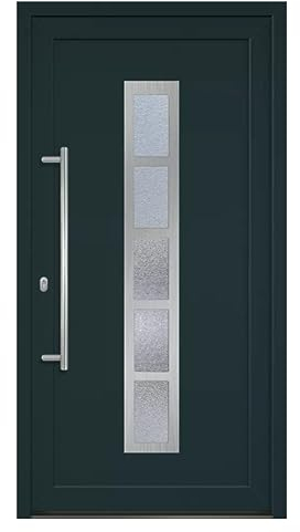 HORI® Haustür Eingangstür Komplettset – Robuste Hauseingangstür mit moderner Optik, hoher Wärmedämmung & Sicherheit, I Farbe: anthrazit (innen weiß) I DIN links I Modell: Frame I 198 x 98 cm