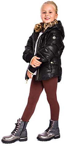 SOFTSAIL Fleece Lined Leggings Girls Children Cotton Kids Leggings Warm School Trousers Kids Fleece Lined Trousers Tights Thermal Pants for Girl, Brown 7 Years