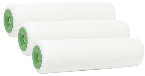 Microfaserwalze 250mm Weiß, 3er Pack Farbroller Lackierwalze, Florhöhe 11mm, Kerndurchmesser 44mm für VOC-Farben