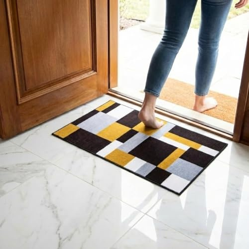 Fit Even Kilas Door Mat - Non-Slip Washable Doormat, Suitable for Indoor/Outdoor Use, Heavy Duty Dirt Trapper and Water Absorbent (Brown Beige, 50 x 80 cm)