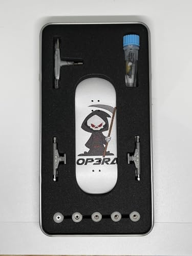 Pro Fingerboard Complete Set up Op3ra- 34 * 98mm Handmade 5 plys Maples Wood Deck -Medium Concave Medium Kick -UV Printing Graphic-The Grim