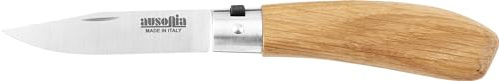 AUSONIA - 23313 Cuchillo de bolsillo plegable 18 cm con mango de madera y hoja de 8 cm