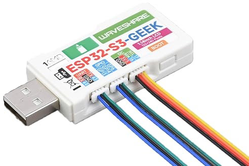 ESP32-GEEK Entwicklungsplatine, basierend auf ESP32-S3R2-Chip, mit 2,9 cm (1,1 Zoll) 65 K Farb-LCD, mit USB-A Stecker/I2C-Port/GPIO-Header und weißem Kunststoffgehäuse, unterstützt W-i-F-i und