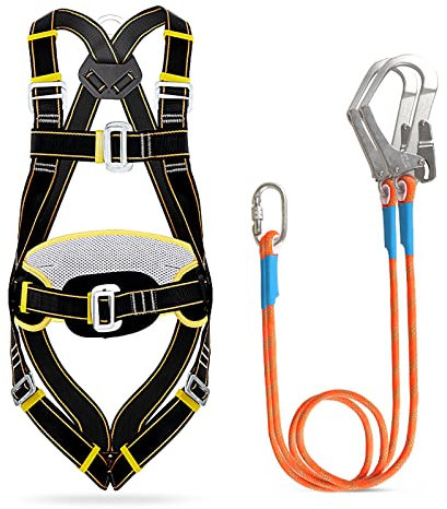 SwaYve 5 Point Full Arrest Body Fall Protection Harness, Safety Harness Kits, Scaffold Construction Work Fall Protection Harness for High Altitude Work/1.8M