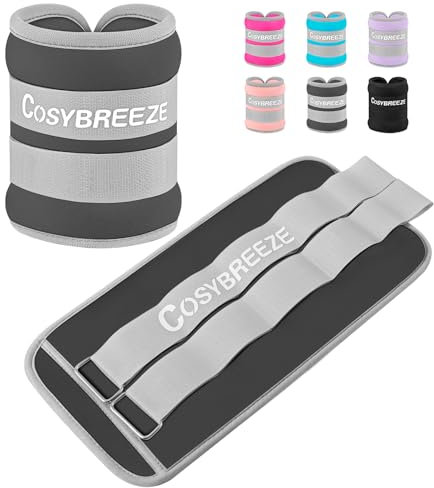 Cosybreeze Gewichtsmanschetten Fuß Gewichte für Beine und Arme Fußgewichte und Fußgelenkgewichte für Fitnessstudio Bewegung Laufen Joggen 10kg 1 Paar Gewichtsmanschetten Hand, Grau