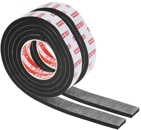 PATIKIL Ruban Adhésif Double Face en Mousse de 1-1/5 Largeur x 3/8 d'Épaisseur x 6,6 Pieds de Long, 2 Rouleaux de Mousse EVA Adhésive Polyvalente pour Décorations Intérieures, Noir