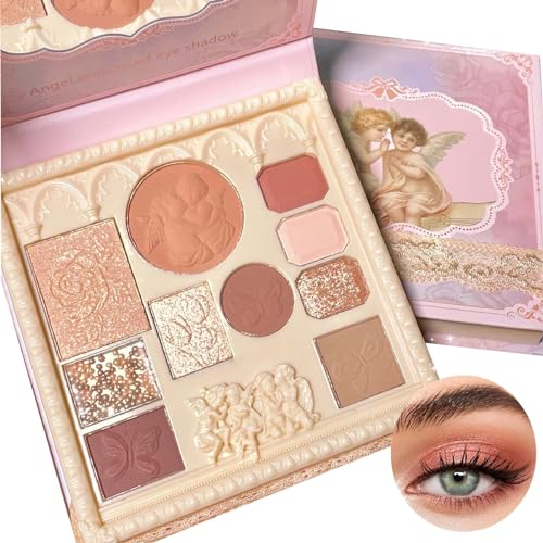 EONFAVE Lidschatten Palette, Matter & Glitzernder Eyeshadow Palette, Shimmer 10 Farben Palette, Wasserfest & Langlebig Make up Palette, Hochpigmentiert Liedschatenpalete, Schminkpalette für Frauen