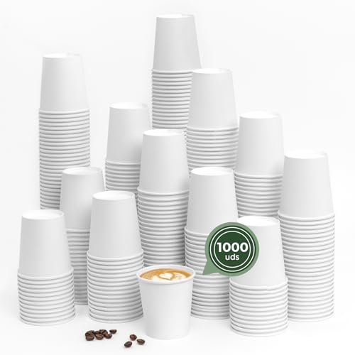 Horeca Collection MAXI PRODUCTS - 1000 Bicchieri Caffè Monouso - Bicchieri Cartone - Bicchieri Usa e getta Catering - Bicchieri Caffè da asporto - Bicchieri bianchi 200 cc - APTO BEVANDE CALDE E