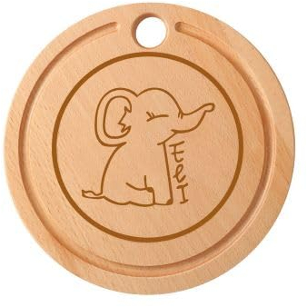 Eli® Frühstücksbrettchen für Kinder aus Holz mit Saftrille - Brettchen für Küche - Schneidebrett aus Buchenholz - Holzbrett - Vesperbrettchen - Zubehör für Kindermesser