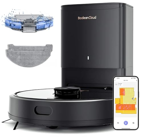 Boolean Cloud H7+ Saugroboter mit Wischfunktion, Roboterstaubsauger 4500Pa mit Lasernavigation, 210 Min. App-Steuerung, ideal für Tierhaare, Teppiche, Hartböden