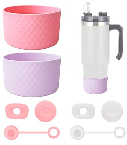 2 Cup Sets, 2 Sets of Anti-Overflow Plugs, Cup Bottom Protector, Silicone Cup Bottom Protective Cover, Cup Bottom Protective Accessories, Travel Cup Accessories, Cup Bottom Tray
