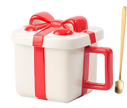 JgYiAngBq Tazza da caffè, Tazza da caffè in ceramica, Novità tazza da tè for casa e ufficio, Confezione regalo tazza Regalo di compleanno for lei, donne, sorella(White/Red)