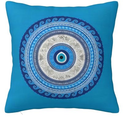 Kopfkissenbezug Blaues Griechisches Matiasma-Böses Auge Kissenbezüge Retro Kissen-Hülle Square Kissen-Bezug Für Sofa, Auto, Terrasse, 45X45Cm