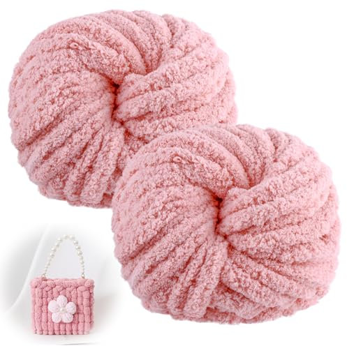 Dicke Wolle zum Handstricken, 500g (2x250g) Armstricken Wolle Flauschig Chunky Yarn Handstrickwolle DIY XXL Dick Wolle Weiches Strickgarn Dickes Garn Dicke Wolle zum Häkeln für Decke, Tasche, Schals