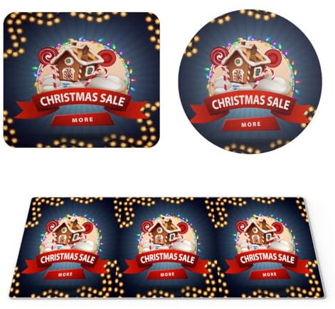 EHOMERY Tapis de Souris Pas Cher Tapis Souris XXL Noël Tapis de Souris Gamer XXL Anime Mouse Pad 3D pour la décoration du Bureau - 3 Pack [30x80 cm, 20x24 cm and Dia 20 cm]