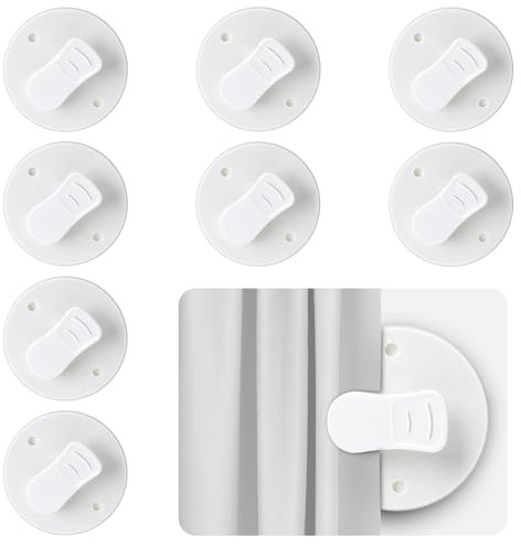 8 Stück Duschvorhang Clips 2 Zoll Schutz Spritzschutz Clips Selbstklebende Duschvorhang Clips Winddichte Schutz Clips Klammern Weiß Duschvorhang Zum Halten Duschvorhang Vorhang Cleveres Zubehör (8)